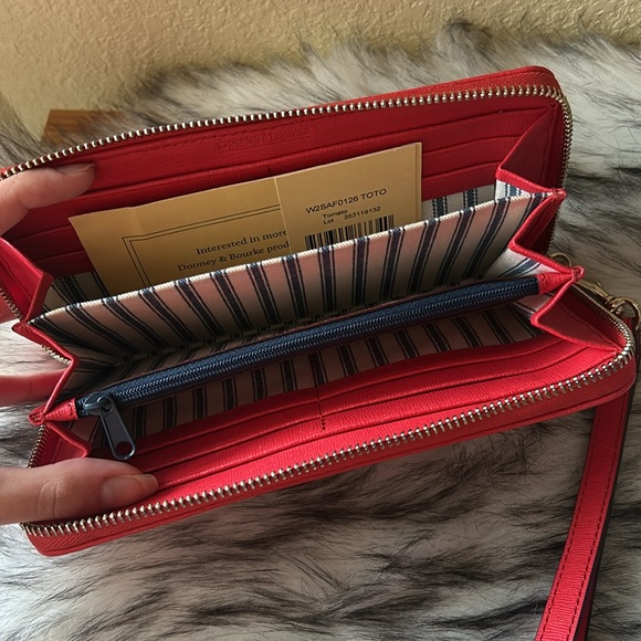 Dooney and Bourke tomato red Large Zip around long wallet/ wristlet NWT - Picture 9 of 13